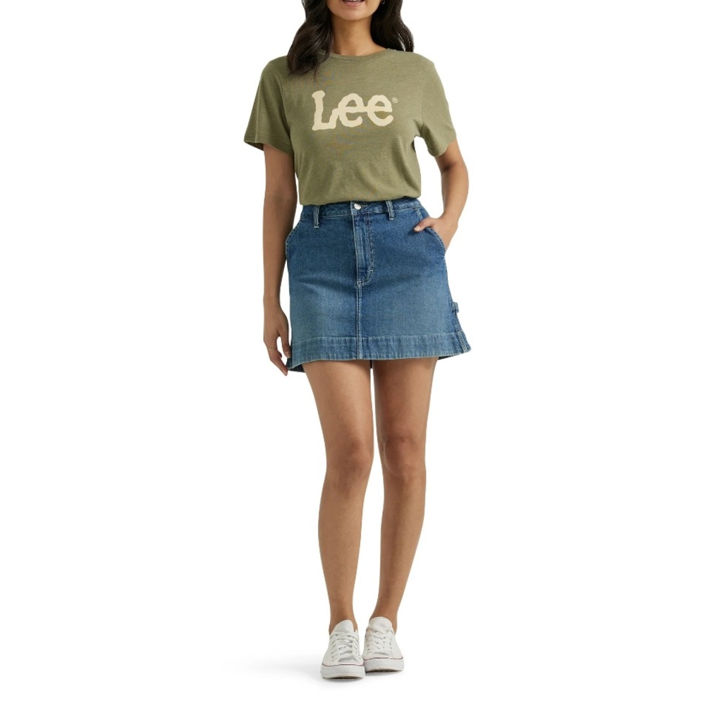 🆕Lee Mid Crush Comfy High Rise Stretch Jean Mini Skirt Sz 16 NWT💋